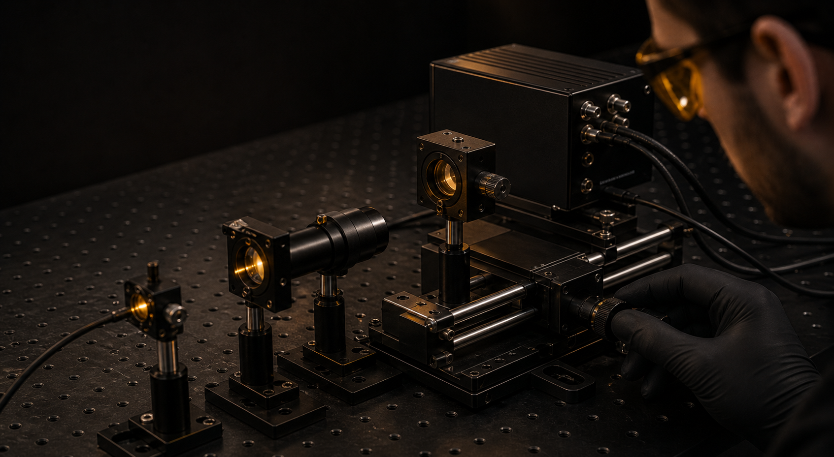Close-up optical table components for a custom inverted microscope